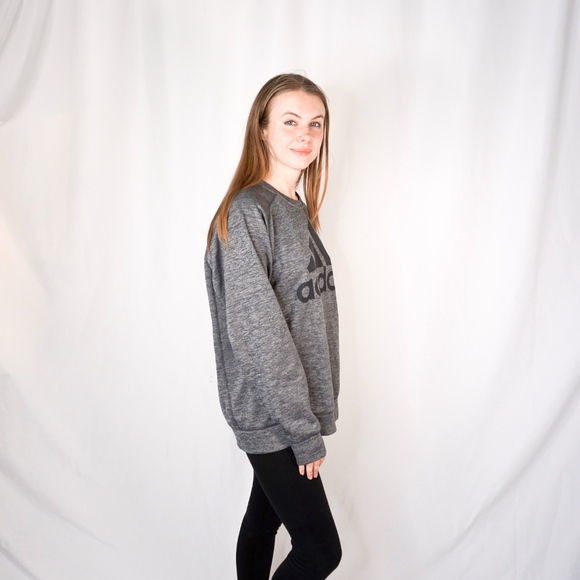 Adidas Climawarm Pullover Gray Sweater Logo L 0060 - Picture 4 of 7